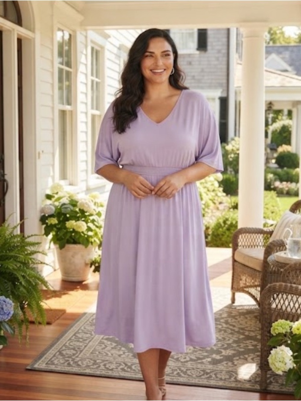 Girl With Curves® Women's Stretch Flattering Dress Lavender SIZE LARGE NEW